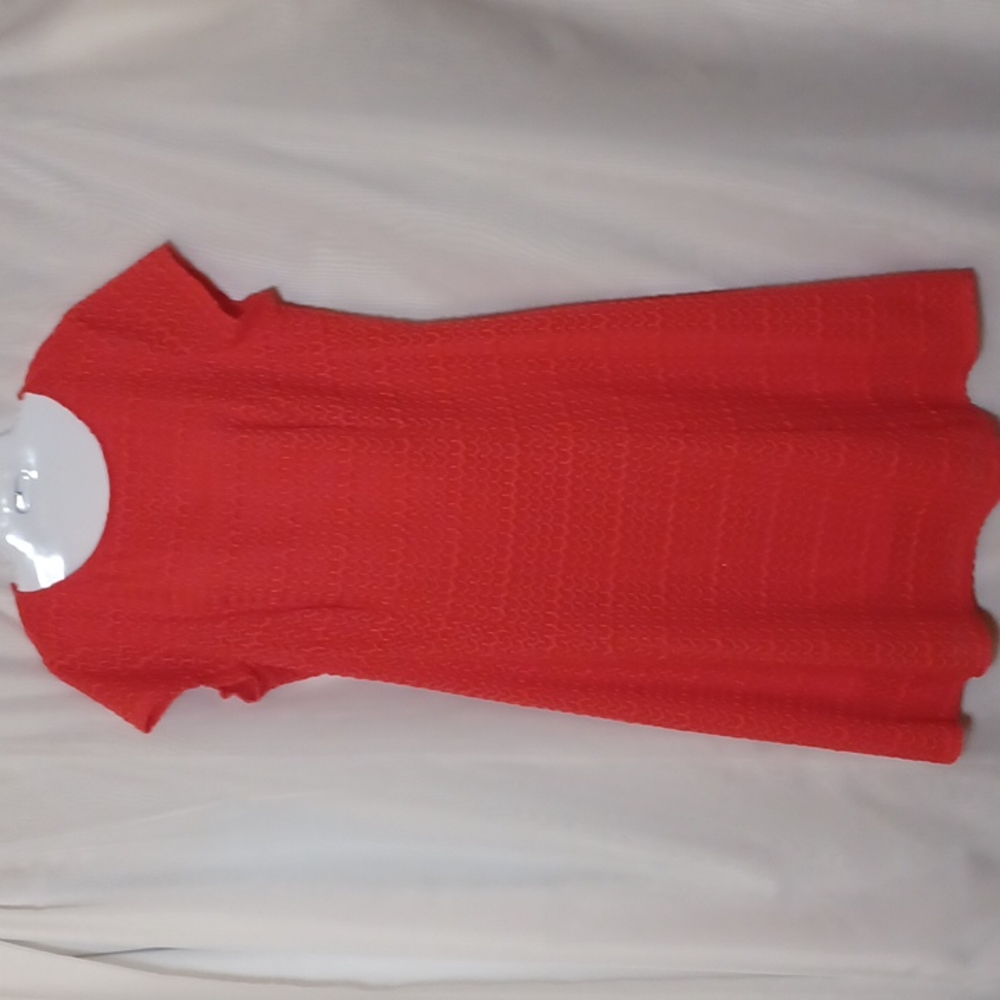 Sharagano Women's Orange Round Neck Fit & Flare Midi Dress. 18W